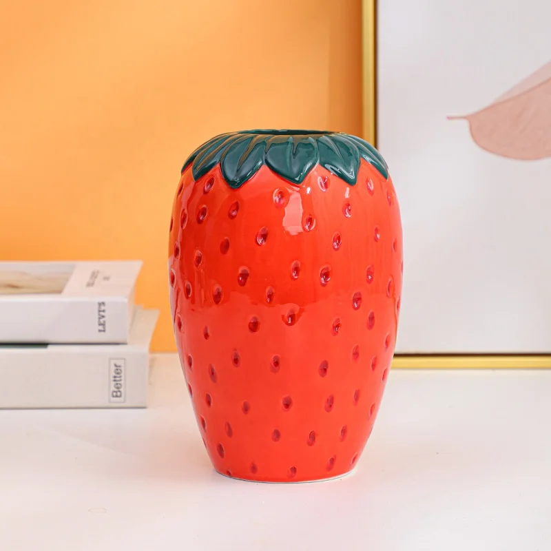 strawberry ceramic vase ins flowerpot home flower craft Nordic living room bedroom study creative decoration