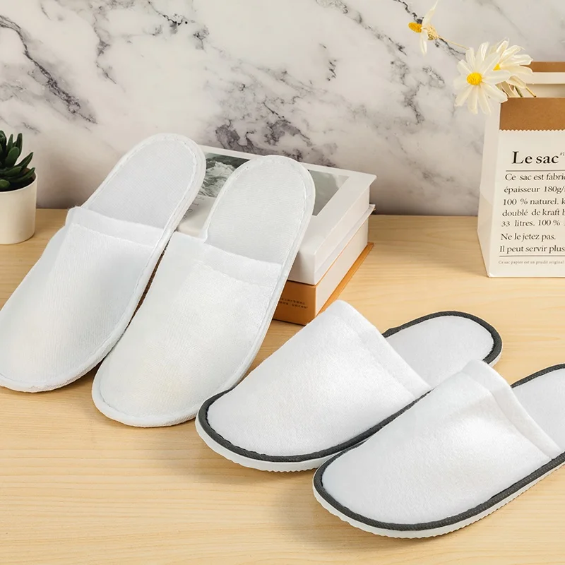Disposable amenities Non-Slip premium spa terry home slippers guest spa kits slippers