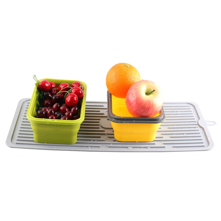 
Amazon Hot Sell Eco-Friendly Kitchenware Customize Silicone Dish Drying Mat 