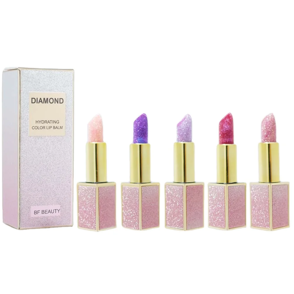 Diamond Hydrating Lip Balm Moisturizing Shimmering Glitter Plastic Clear Chapstick Smacker Diamond Lip Balm