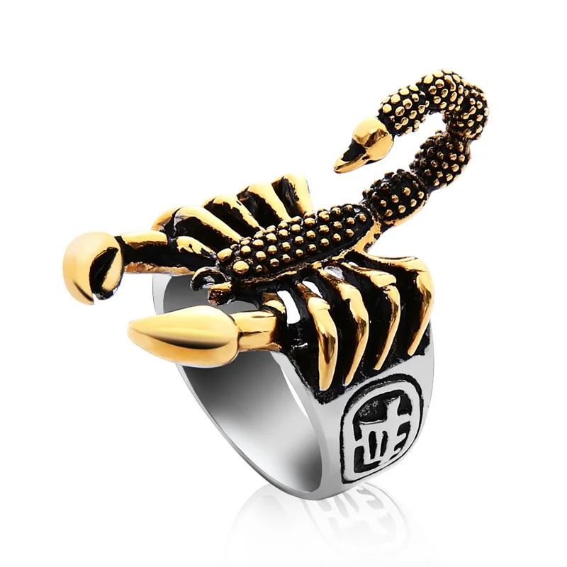 New stainless steel domineering gothic animal scorpion finger ring men