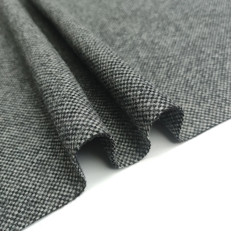 Stock Wool Tweed homespun Fabric 50%wool dot twill style gray color for clothing accessory