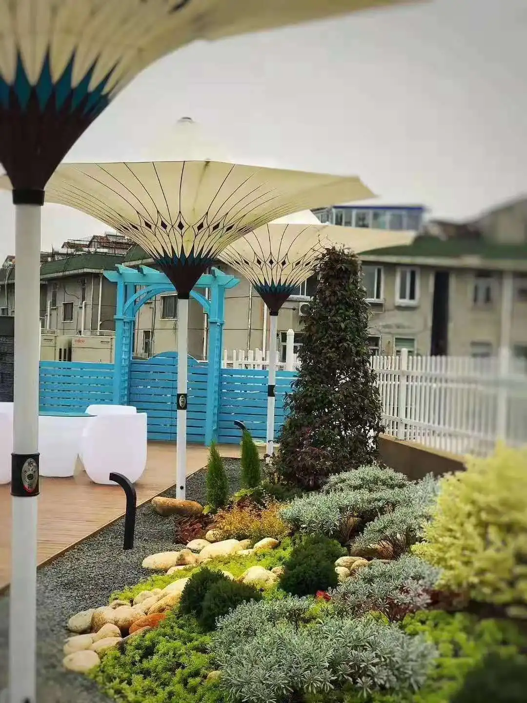 NEW Arrival Tulip Outdoor Umbrella with LED Lights