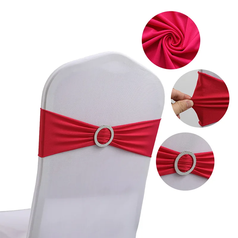 Spandex Hotel Banquet Elastic Chair Cover Band Bow Wedding Decoration Chair Sashes