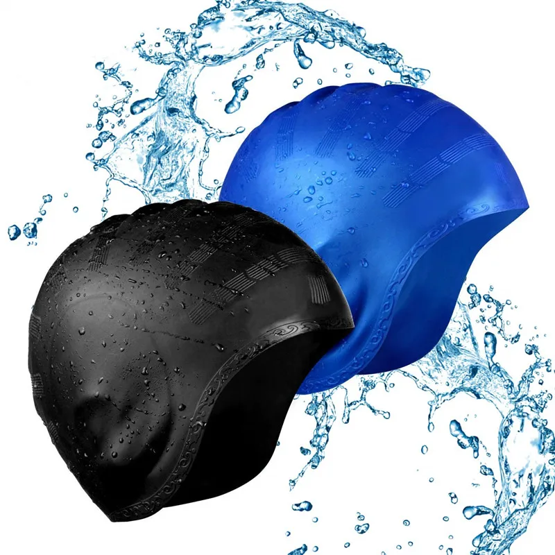 Adults High Elastic Swimming Caps Men Women Waterproof Swimming Pool Cap Protect Ears Long Hair Large Silicone Diving Hat