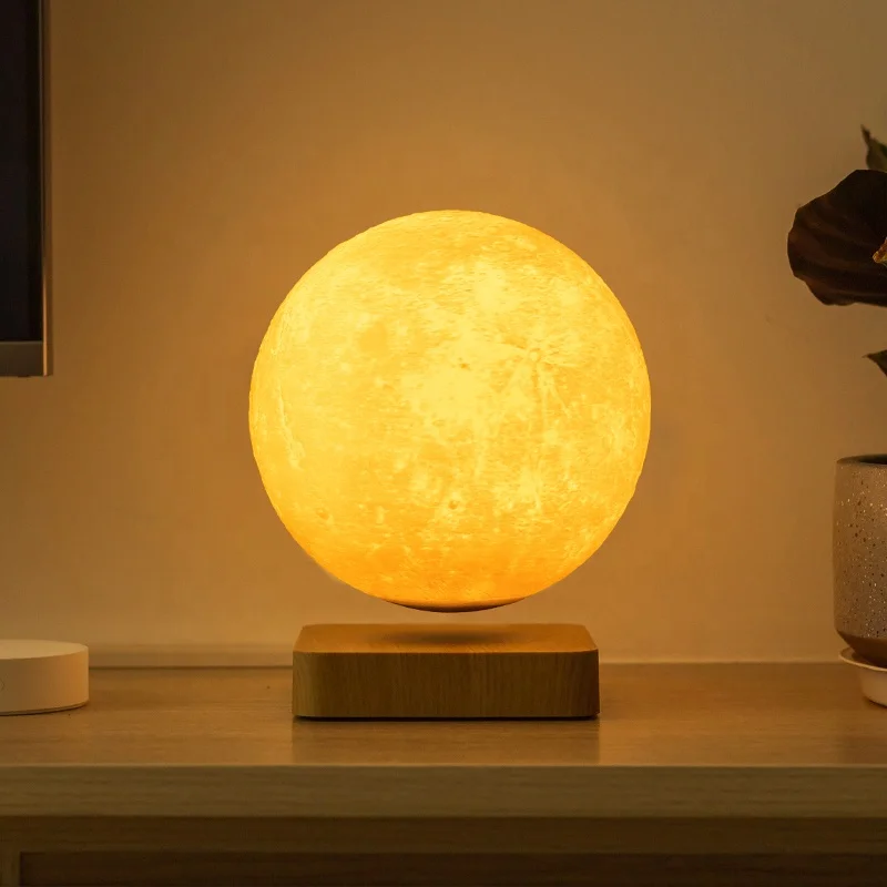Nordic Decoration Table Lamp Office Desk Wholesale Cheap Bedroom Magnetic Levitating Floating 18CM Moon Table Room Lamp