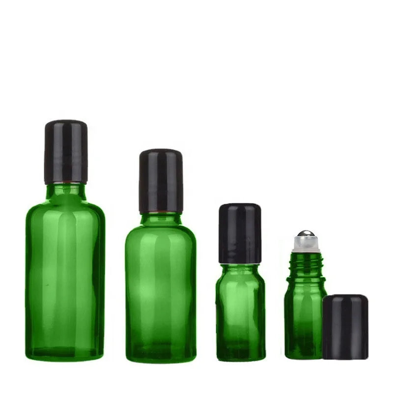 Factory Price 15ml 30ml 50ml Amber Glass Essential Oil Bottles Empty Perfume Serum Roll On Bottle Black Cap (NRB06)