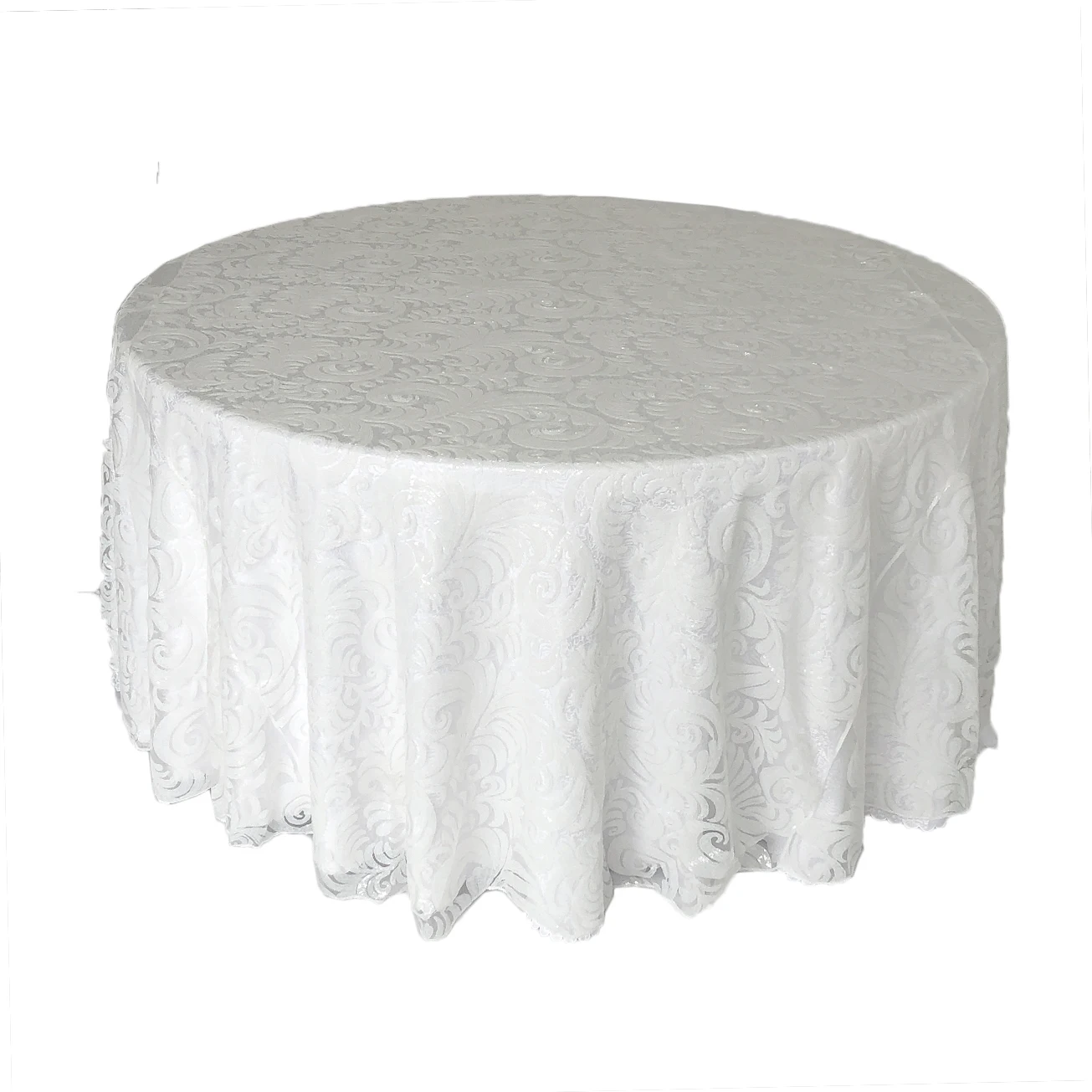 Luxury embroidered sequin round  tablecloth for wedding