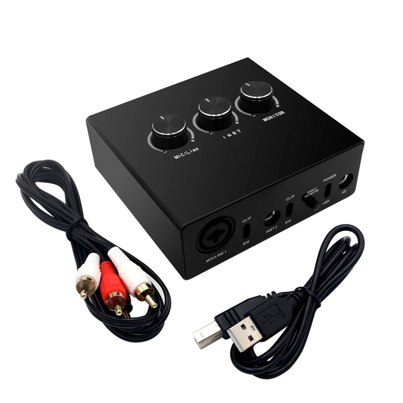2022 2x2 USB audio interface for recording microphones and instruments Audiophile 48 kHz resolution for professional audio