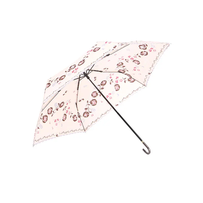 East Asia mode fashion three fold short lace ladies parasol umbrella manufacturer