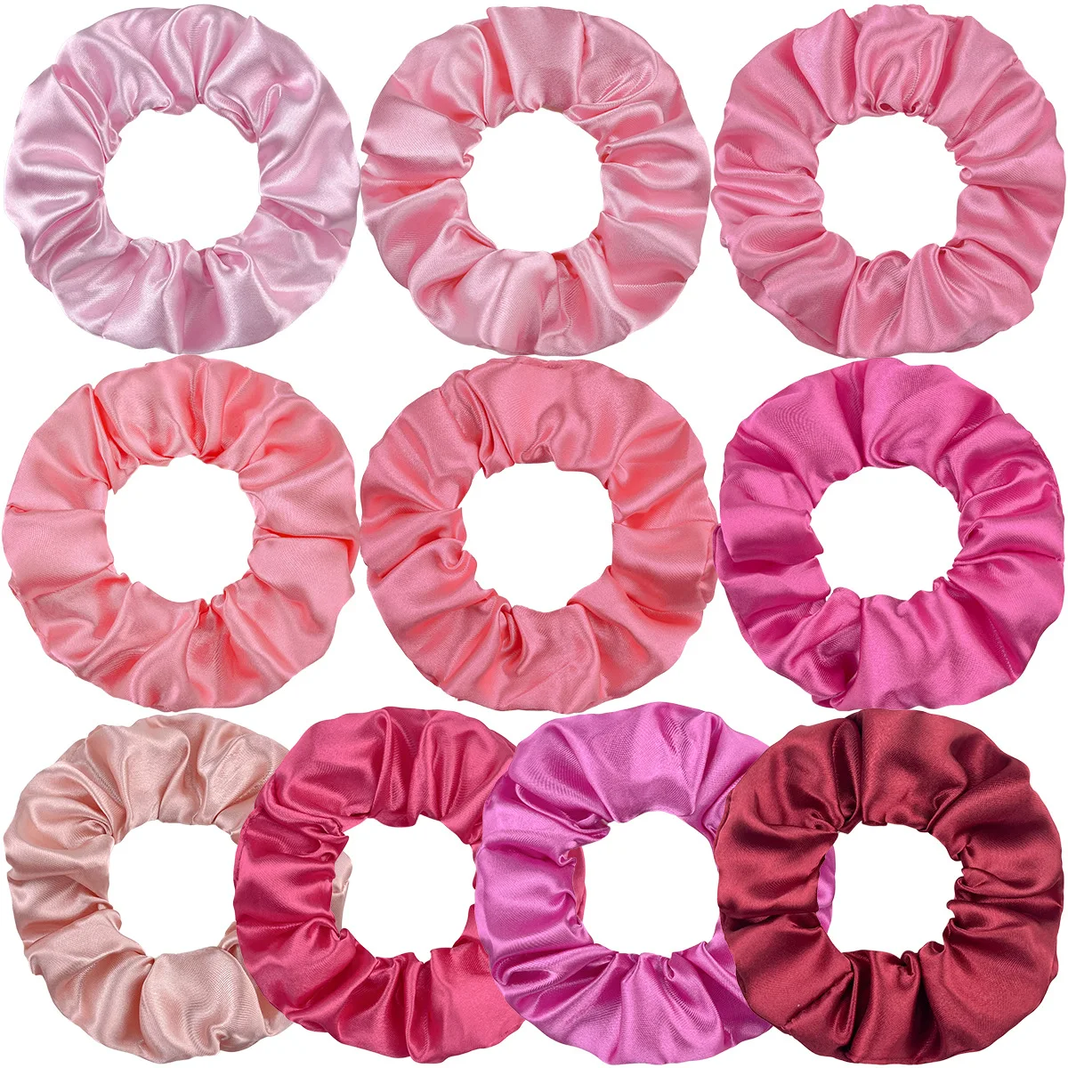 Wholesale 10ps/Set 20ps/Set 52 Colors Women Girls Solid Plain Imitation Silk Scrunchies Fashionable Satin Hair Bands Daily Use