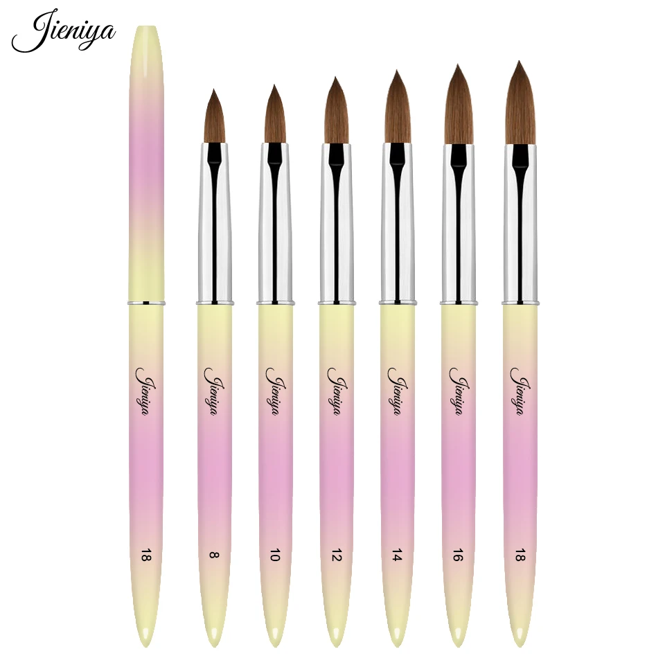 Jieniya High quality International size 100% kolinsky sable nail brush Germany round kolinsky Acrylic Nail art Brushes