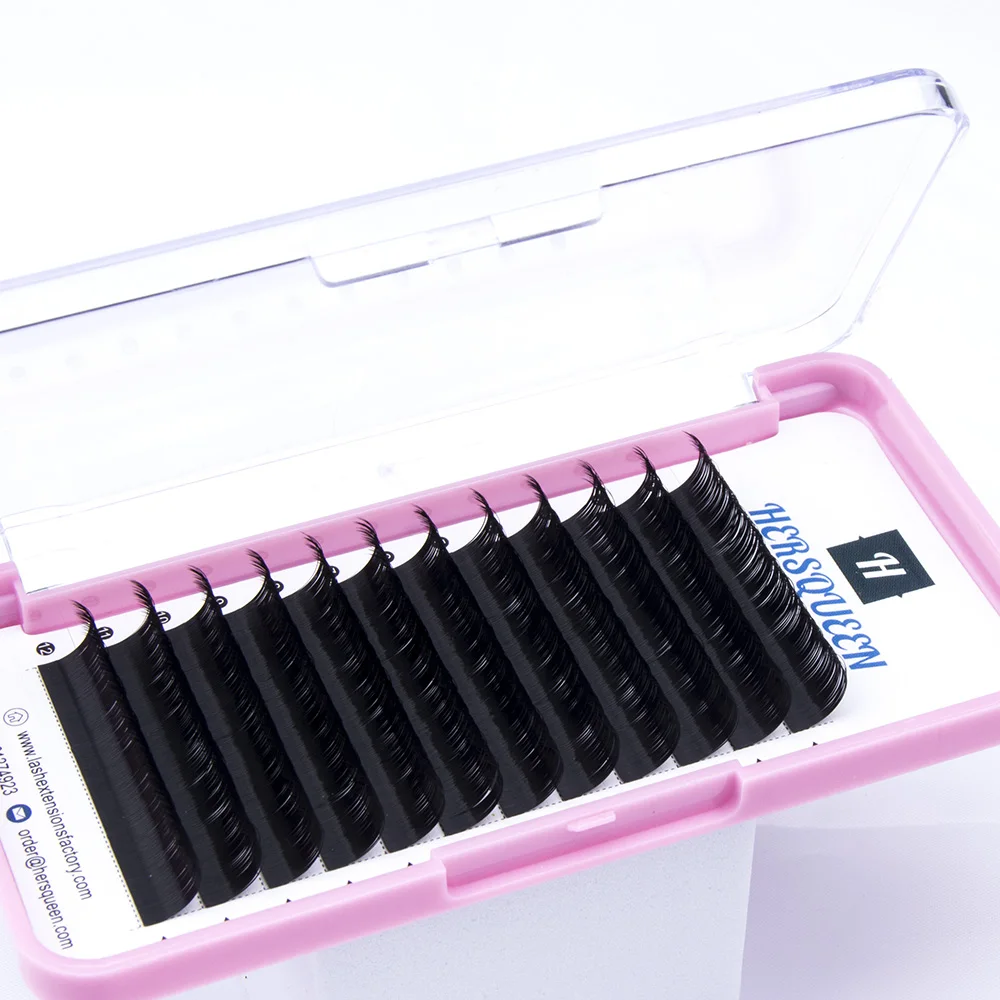 HERSQUEEN fast fanning russian volume eyelash extension trays private label customized packaging best prices bulk OEM wholesaler