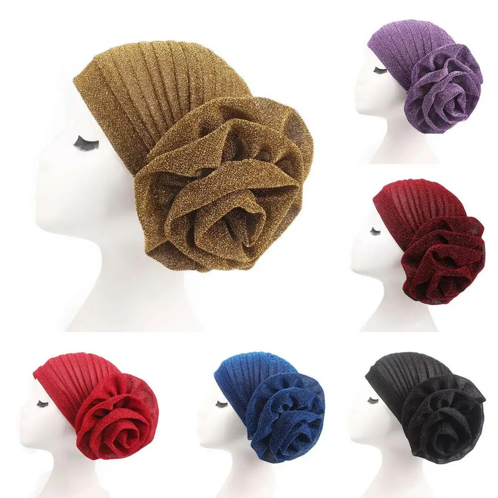 
Womens Ladies Head Scarf Head Wrap Cap Bling Bright Silk Hair Satin Bonnet Head Wear Caps Hats 