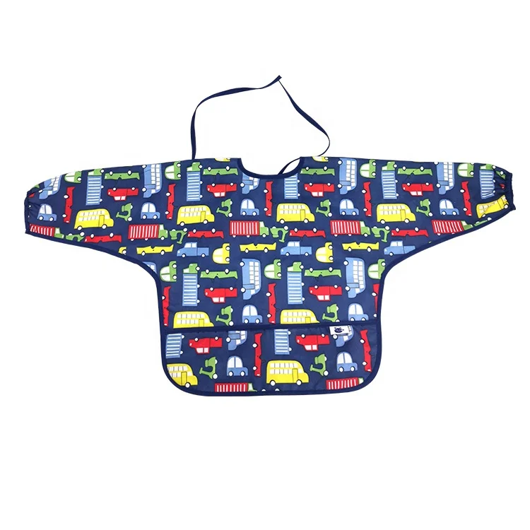 100% polyester waterproof feeding baby drool bibs long sleeves baby bibs