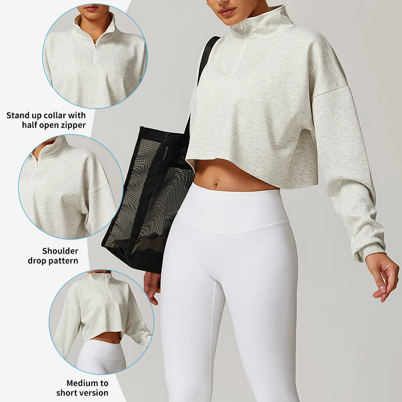 DWY8883 Wholesale Warm Zip-Up Stand Collar Hoodie Women Loose Comfortable Hoodie Casual Gym Yoga Sports Jacket