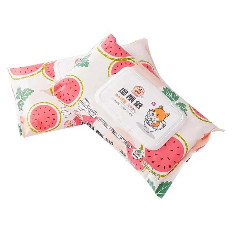 Free Sample Plant Fiber 30PCS Wipes Biodegradable Toilet Wet Flushable Tissue Fragrance-Free Toilet