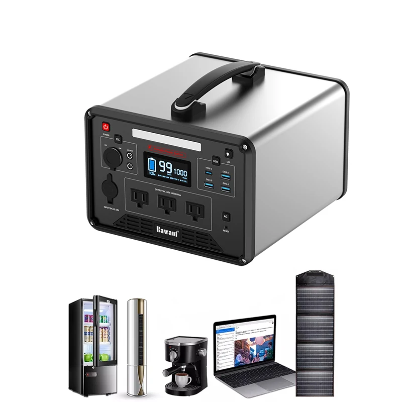 Бесбензиновые бесшумные камеры RVs LiFePO4 литиевый генератор солнечной энергии 1000 Вт 110 В 220 портативный