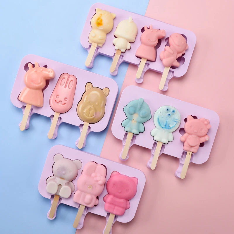 Multi-shape Reusable Ice Pop Molds Easy Release Popsicle Maker Molds Cream silicone Popsicle Molds for Homemade Popsicle