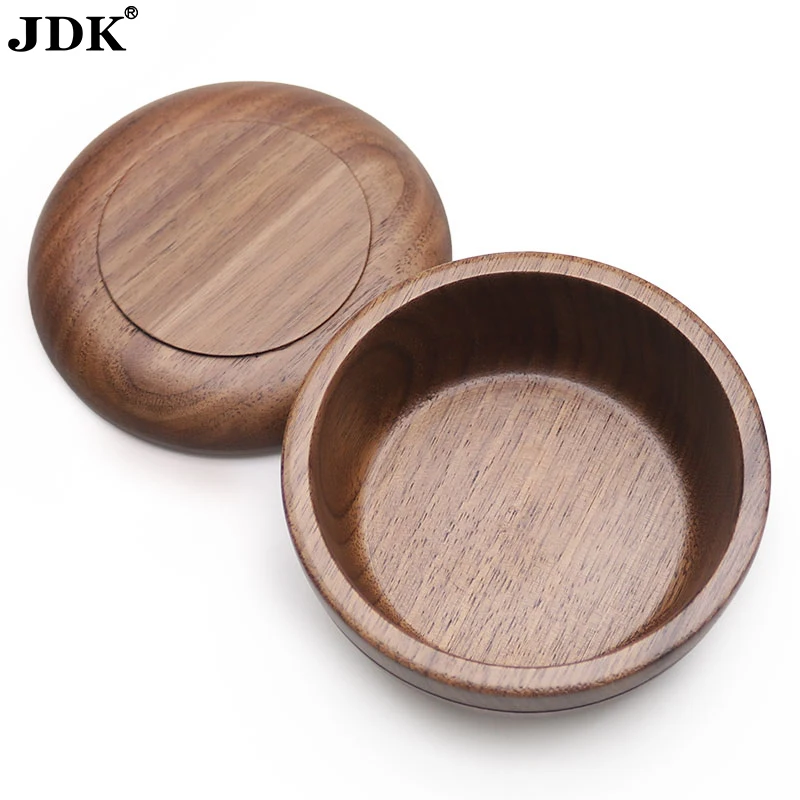 Wholesale walnut wood shaving brush mug bowl with cover lid
