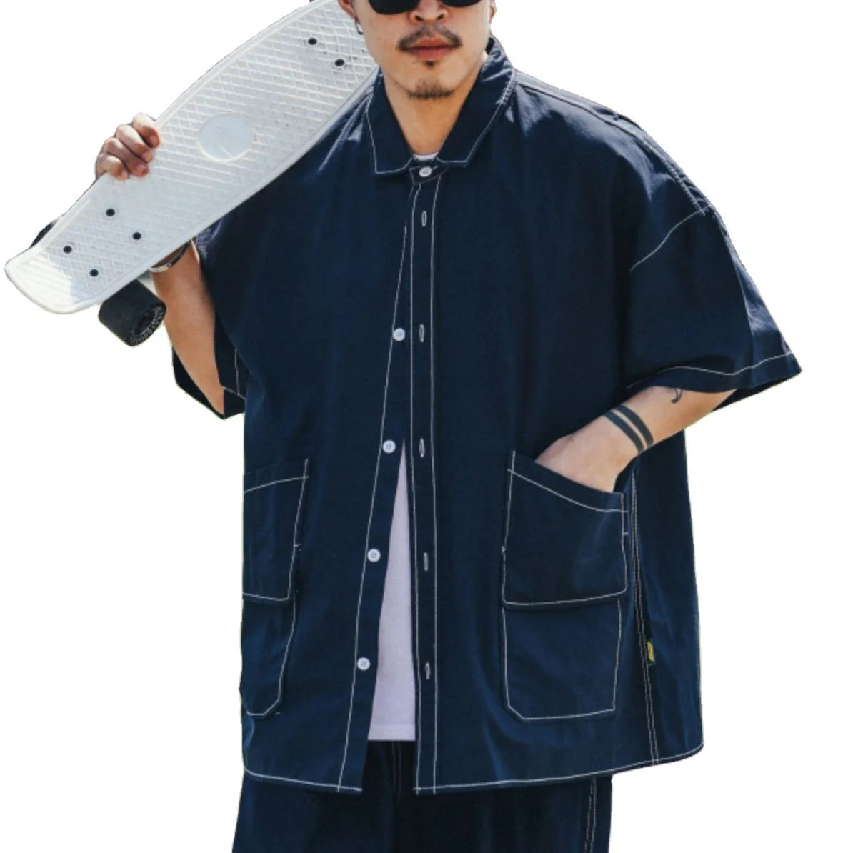 
High Quality Long Sleeve T Shirt Best Selling Pure Colors Cheap Linen / Cotton Stand Causal Men Long Sleeve Plus Size T-shir 