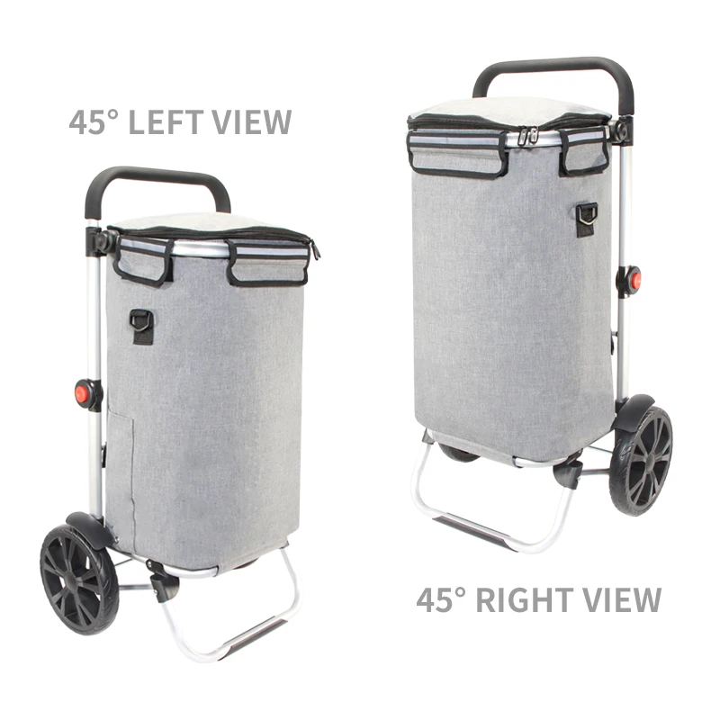 Folding shopping cart custom portable travel trolley cart luggage supermarket single wheel shopping trolley cart bag