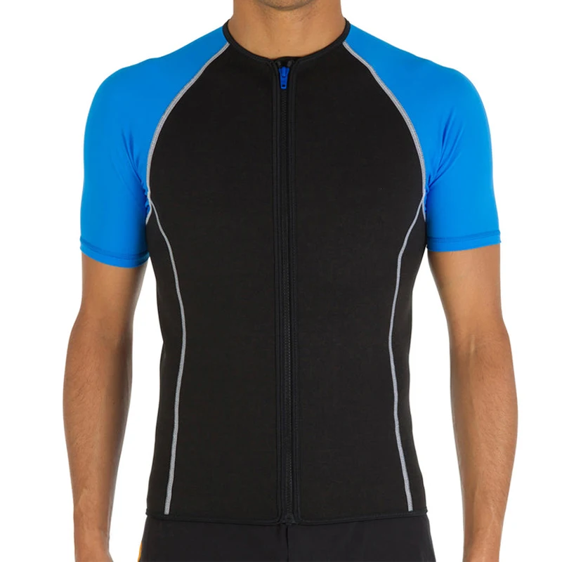 Men Surf Rash Guard Lycra Short Sleeve Top Quick Dry Kitesurf Windsurf Dive T-Shirt UV-Protection UPF 50+ Neoprene Wetsuit Top