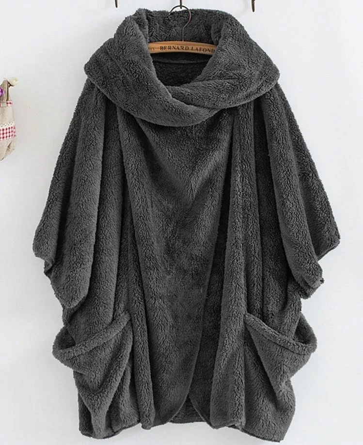 
Women Fluffy Coat Oversized Long Sleeve Jackets Female Button Outwear Winter Warm Poncho Solid Autumn Top Lady Jumpers 