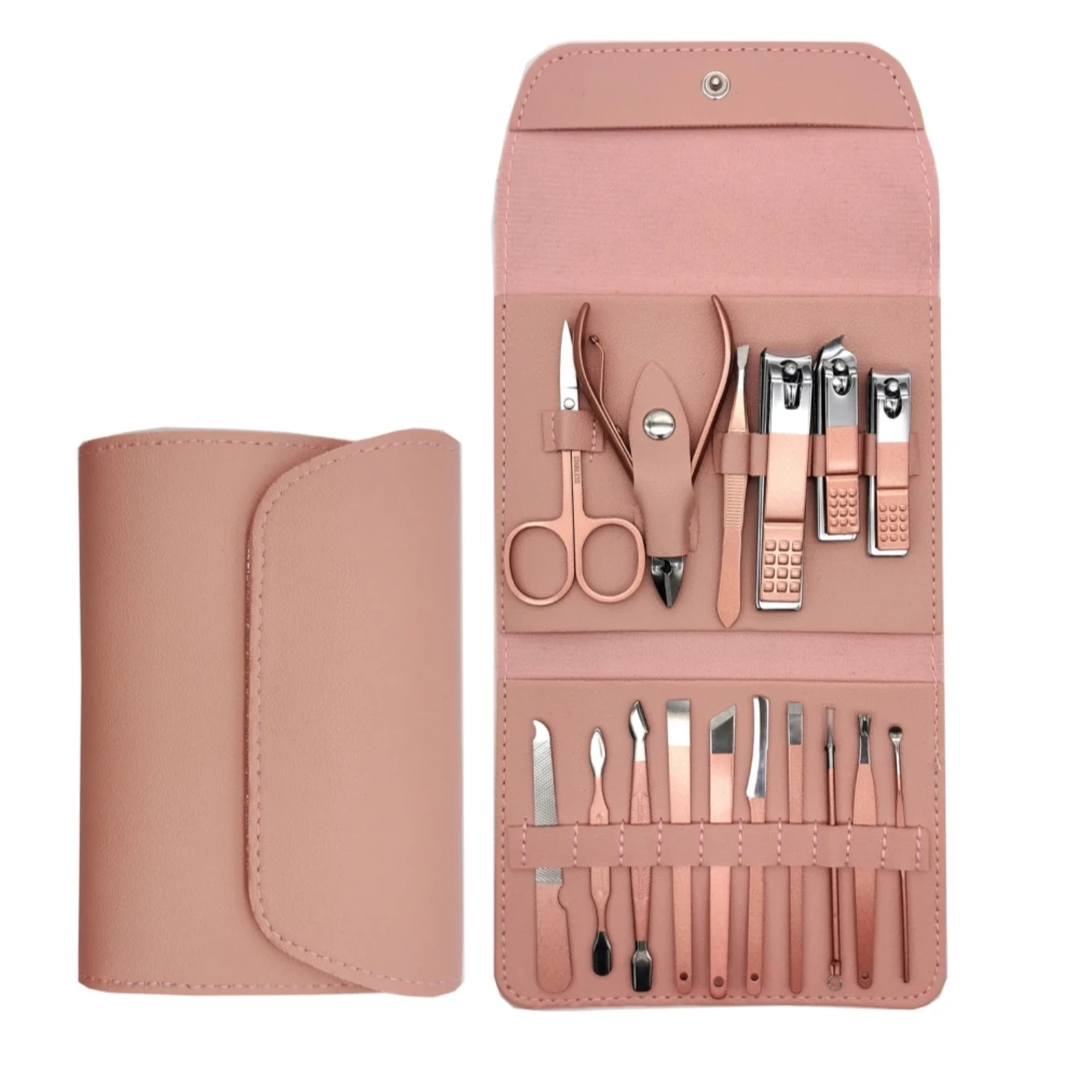 16pcs Nail Clippers Set Stainless Steel Finger Toe Nail Cutter Scissors Kit Beauty Tool Pedicure Manicure Set with Folding Bag