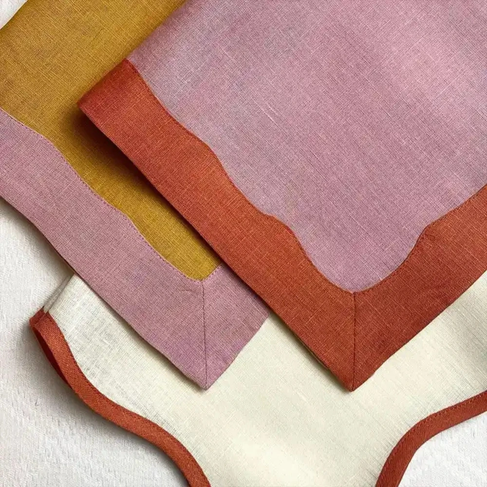 Personalized Embroidered high quality fashional design Napkins Linen Cotton for wedding