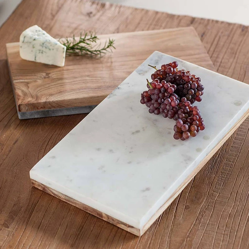 wholesale reversible rectangle marble acacia wood cutting board wooden serving board