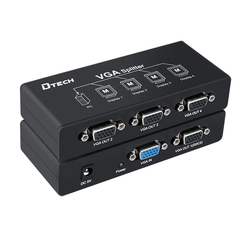 vga splitter 1in 4 out 1920*1080 support DDC2 5v 250mhz video transfer equipment vga splitter