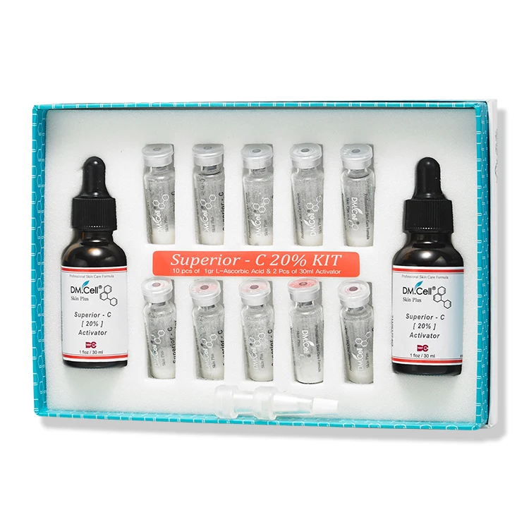 DM.CELL Superior C 20% Kit (Solution 50m*2 + Powder 10pcs) Professional facial care products to prevent skin aging face serum