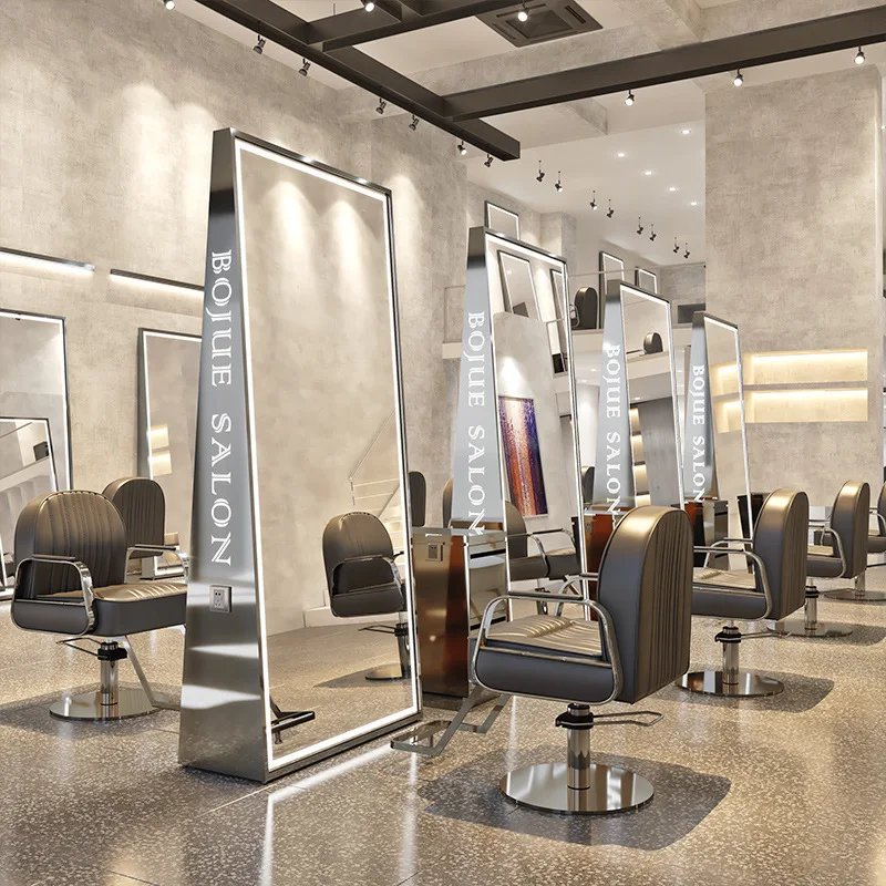 High Quality Barber Hairdressing Salon Mirror Floor Upright Large Full Length Mirror Led Beauty Salon Mirror