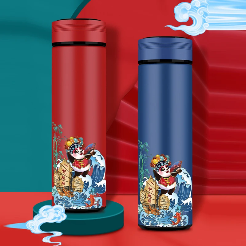 Promotion Red Blue Back Gold Water Bottles Vacuum Stainless Steel Tea Cup 450ml Gym