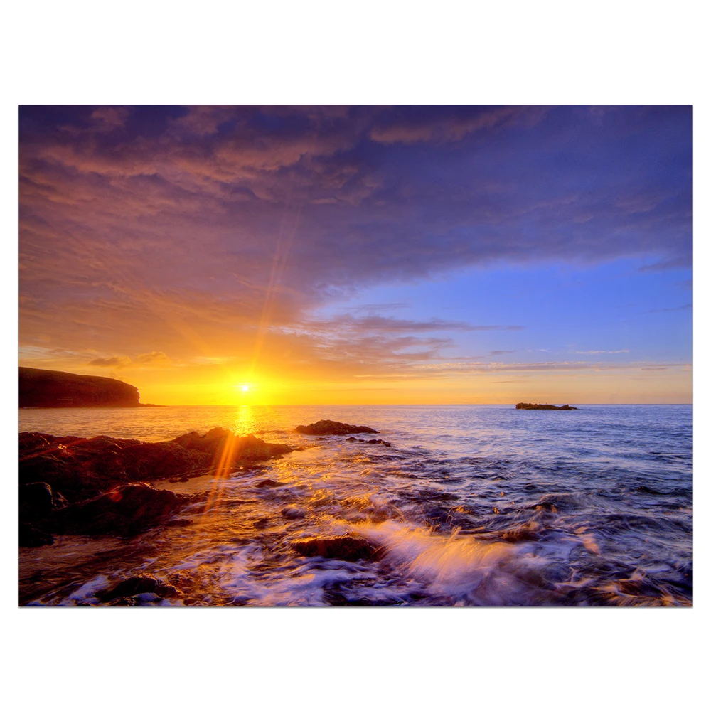 Custom Design Ocean Beach Scenery Sunset Seaside Printings Pictures On Canvas