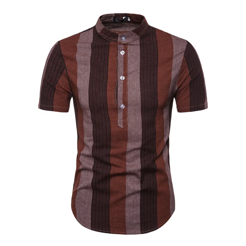 Latest style striped design short sleeve slim fit African clothing men t shirts