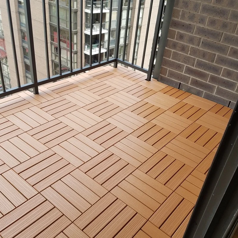wholesale price engineered interlock flooring tile waterproof DIY WPC composite solid deck tiles for balcony garden roof