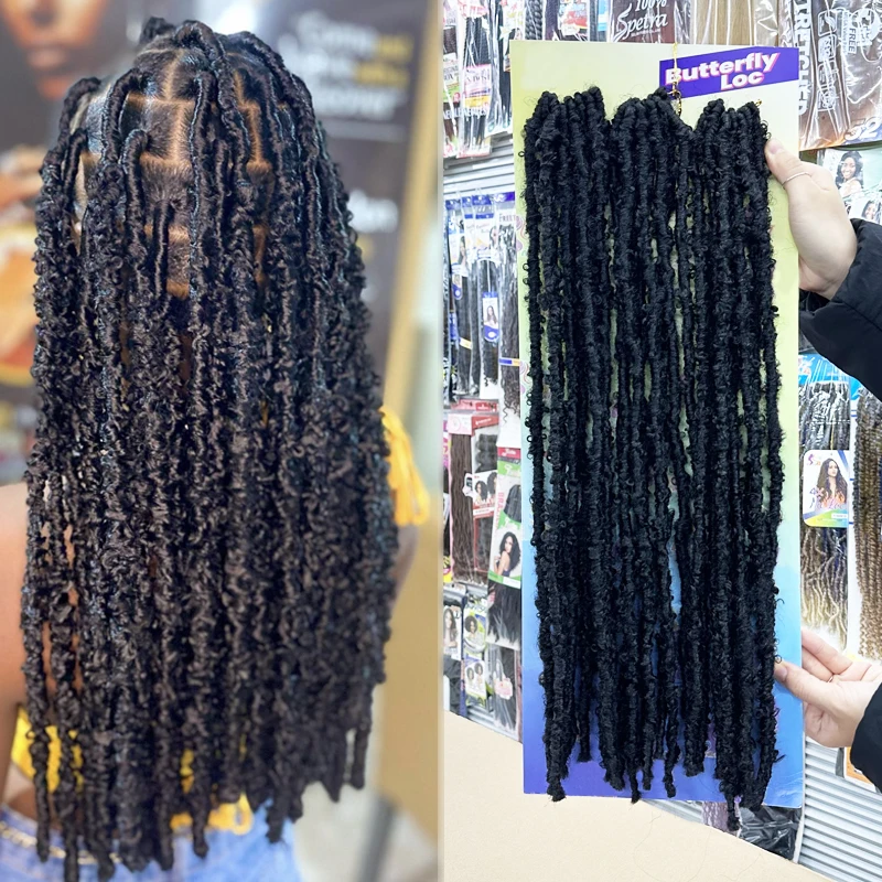 Long pre looped butterfly loc 20inch 24strands/pack ombre colorful 3x butterfly locks braiding hair crochet hair extension