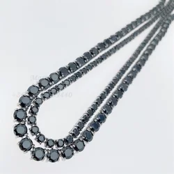 Wholesale Black CZ Tennis Necklace Iced Out Cubic Zirconia Diamond Stainless Steel Tennis Chain Factory Price