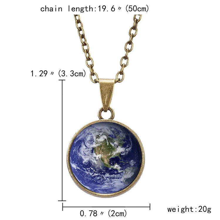 Dropshipping Popular Personality Galaxy Pendant Necklace Eight Planets Glow-in-the Dark reversible retro pendant necklace N380
