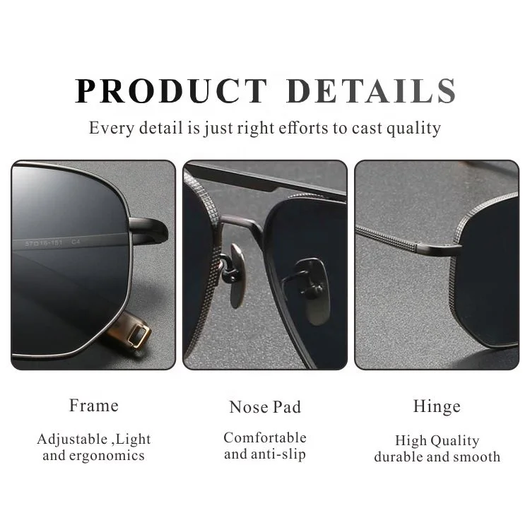 High Quality Night Vision Big Face Luxury Sunglasses Men Top Brand Square Titanium Designer Sunglasses Sun glasses Shades
