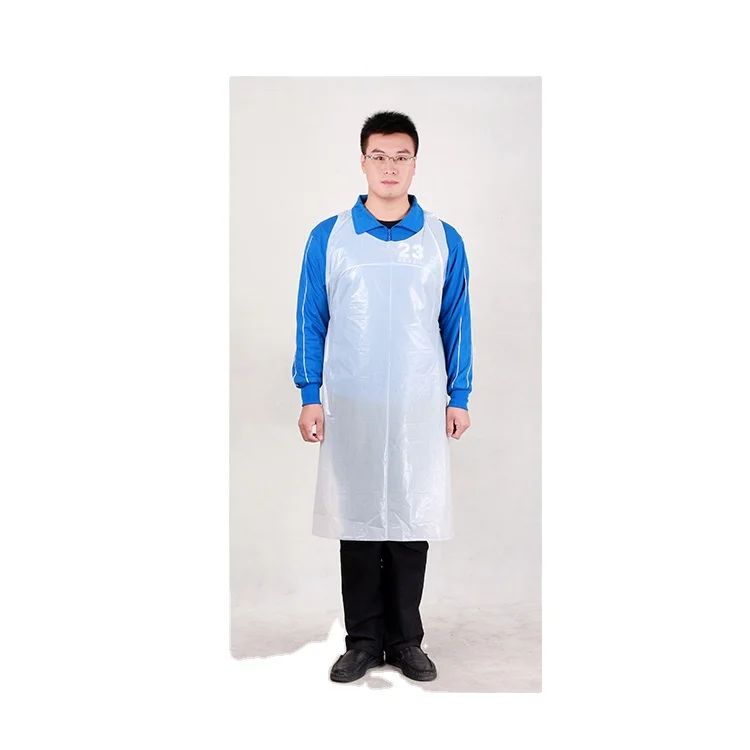 CE ISO 6.5g Disposable food contact waterproof protective flat packed HDPE apron white