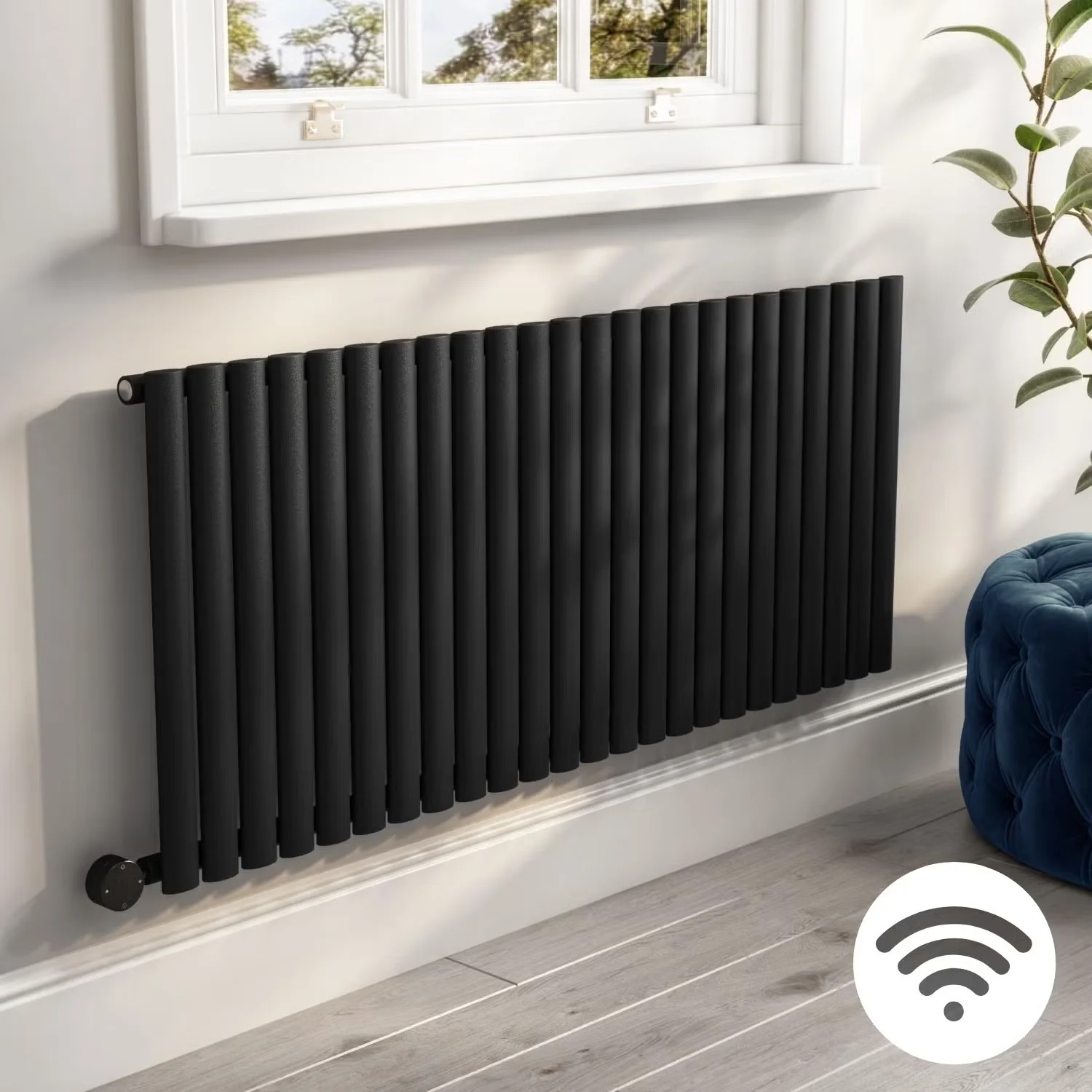 High Quality Service Wallmounted Heater Radiator 800W Electric Radiator Wall Mounted Black Horizontal Heating Radiators
