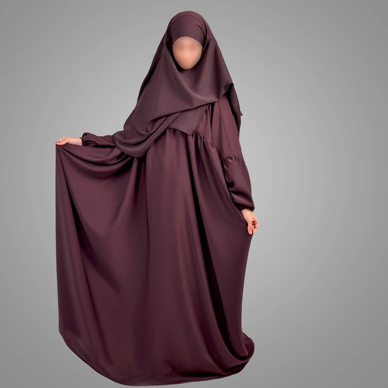 Modern Elegant Muslim Women Abaya Loose Fitting Plus Size Dress Dubai Arabic Style Jilbaya Women Burgundy Kaftan Islamic Clothes