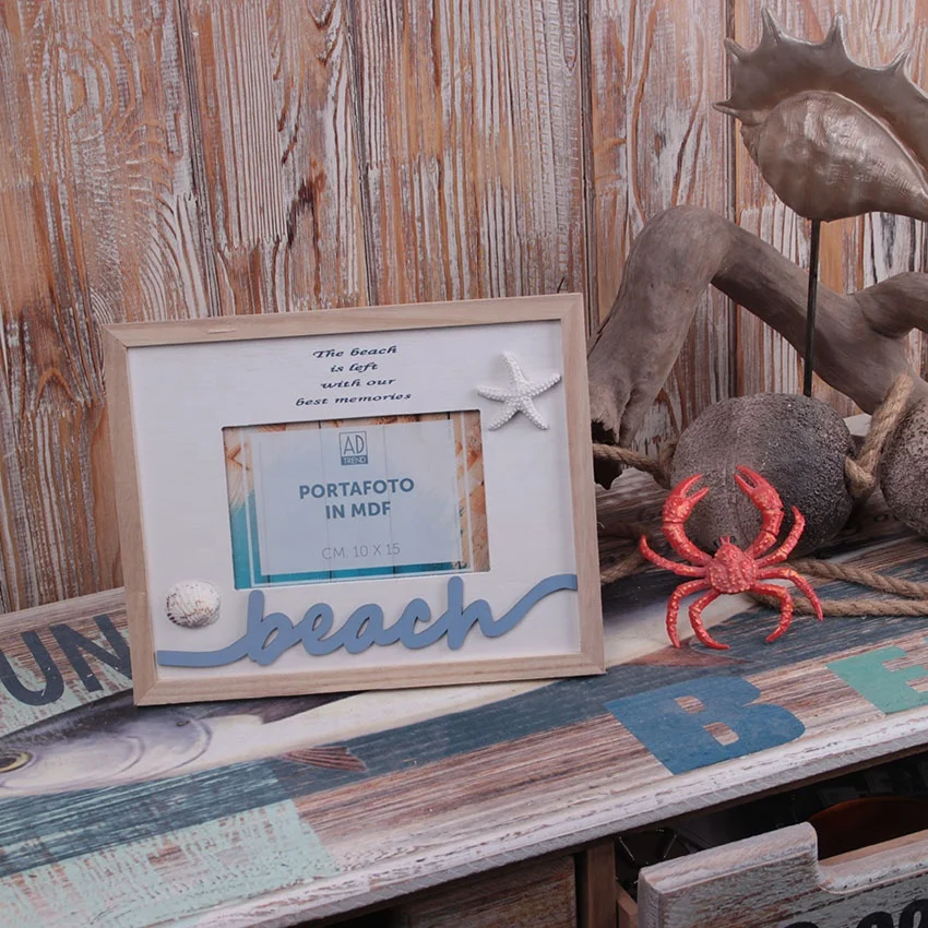 Beach Wooden Photo Frame With Polyresin Home Decorative 3D Creative wood photo frame