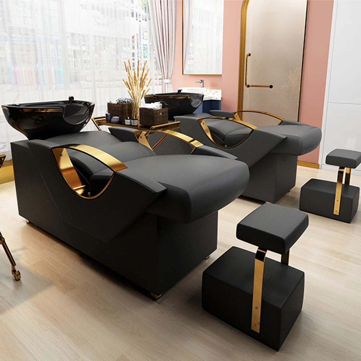 new product sprinkler beauty hair salon  sit half recline Thai flush  Shampoo chair punch bed Bowl washbasin