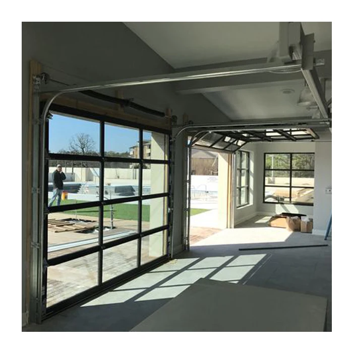Glass Customized Garage Door Sectional Aluminum Motor Modern Germany Electric Automatic Black Color Stainless Steel Tempered