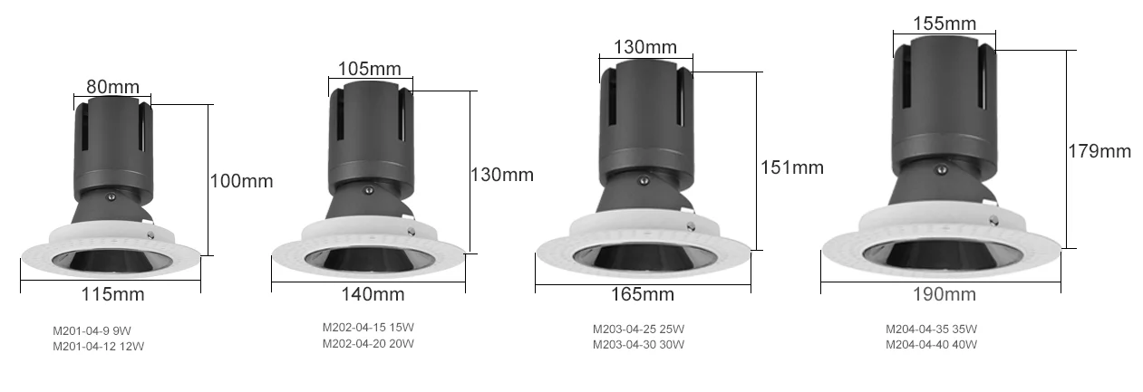Adjustable Down Light Saa Frameless Spotlight Side View Deep Recessed Rimless Trimless Project Round Led Downlight for Hotel