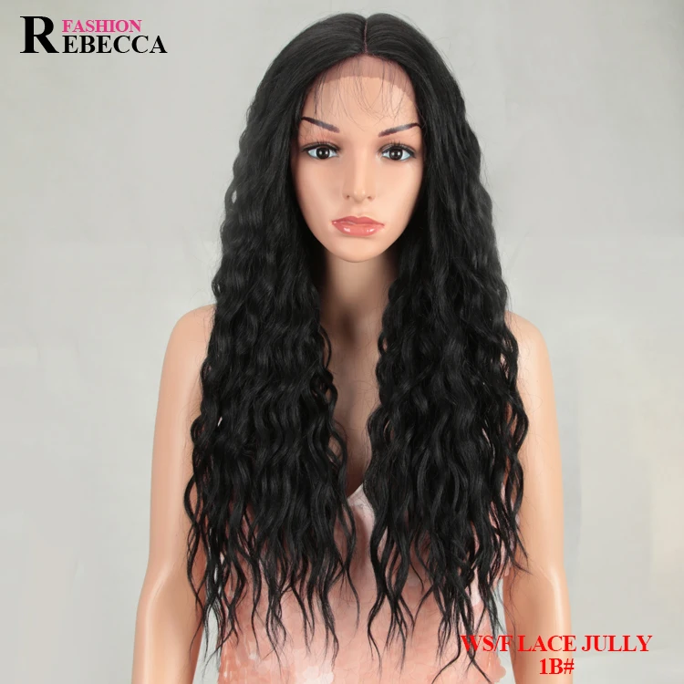 Rebecca Fashion synthetic lace front wig hot sell deep wave synthetic wig high quality curly synthetic wig